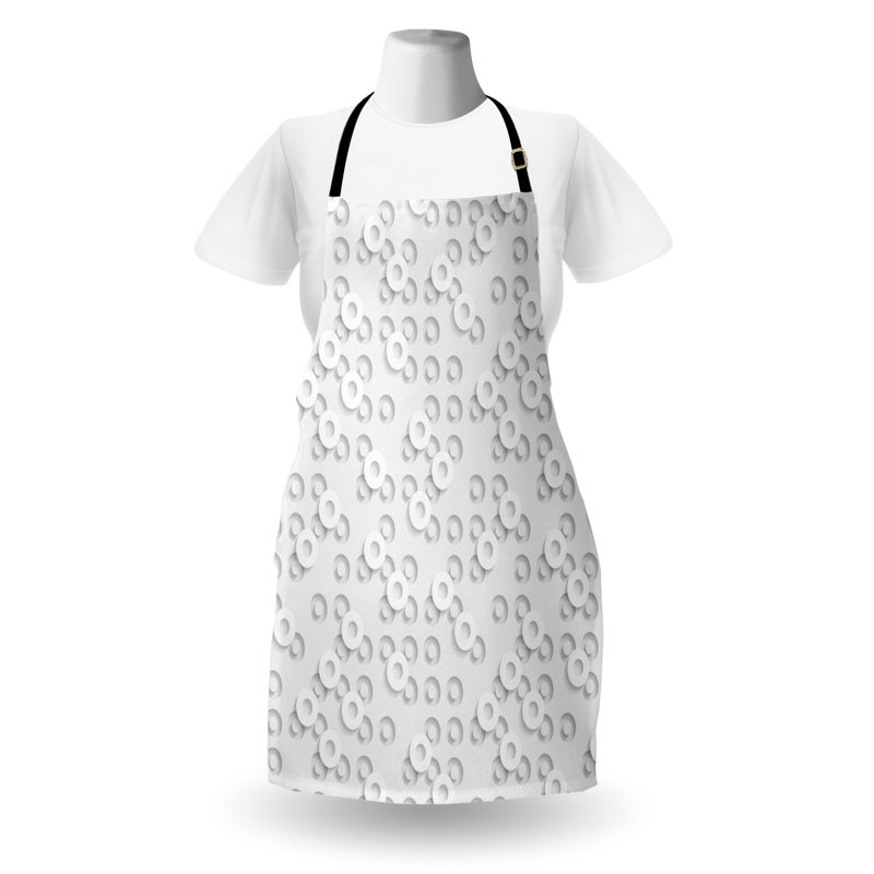 Tablier géométrique East Urban Home unisexe, bande de circuit, taille adulte, gris