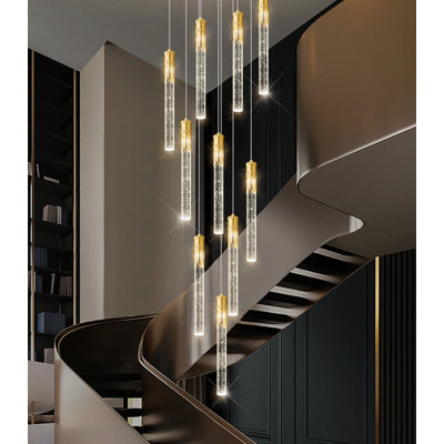 Lustre moderne à haut plafond en cristal à intensité variable