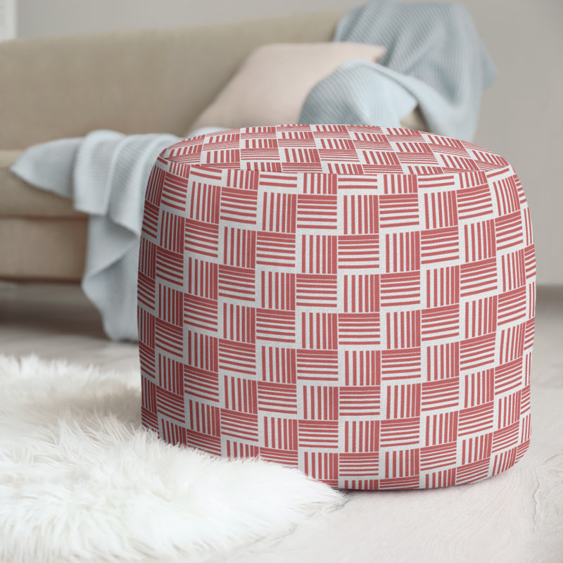 repose-pieds à rayures classic basketweave, Rouge / Mauve