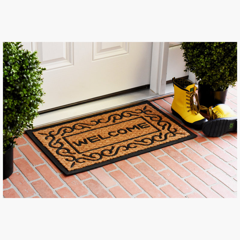 Tapis de porte d'extérieur antidérapant Arivaca Border 30 po x 18 po
