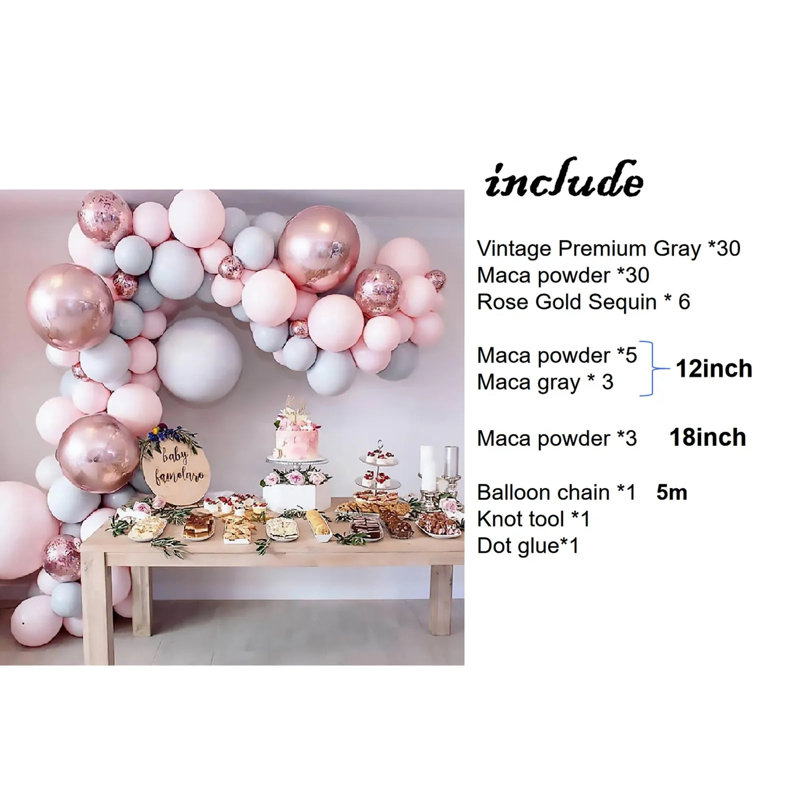 Ensemble de ballons roses Wizardi Dreamy F07M2-36 EMB0144