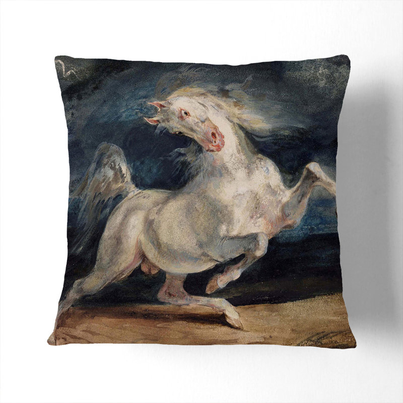 Frightened Horse Square Throw Cushion, 55cm H x 55cm W x 20cm D, Stone