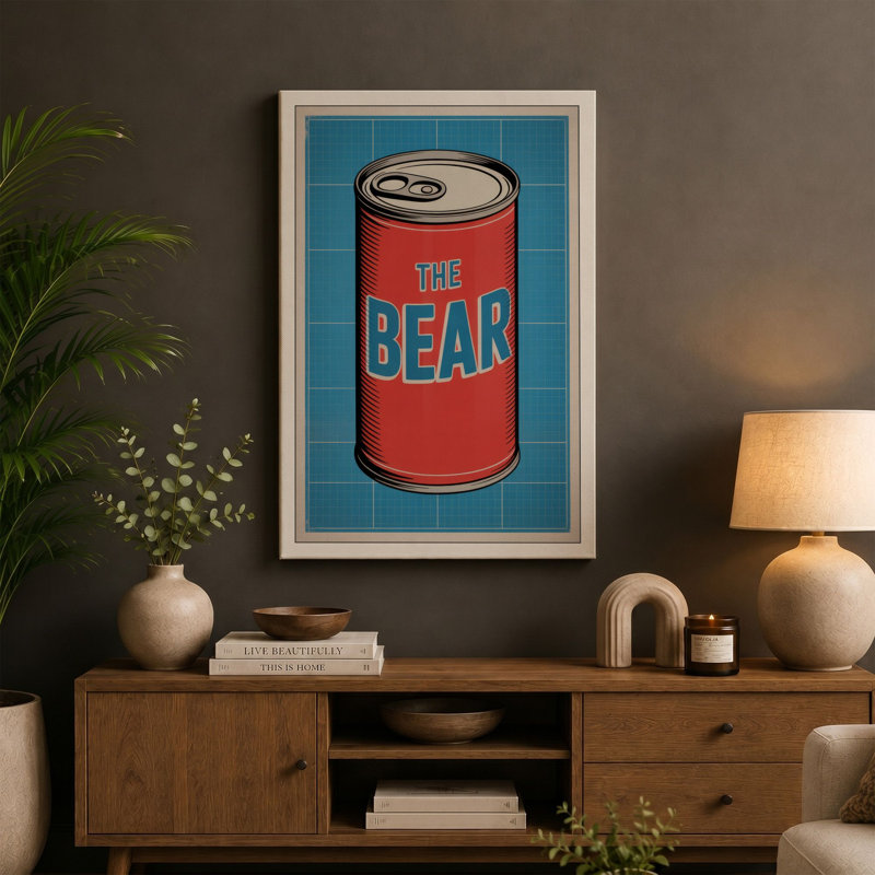 The Bear Can Pop Art - Wrapped Canvas, 18x12 - 45.7 x 30.5 cm, Teal Border