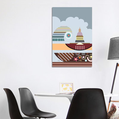Capitol Building Stylized - Wrapped Canvas Print