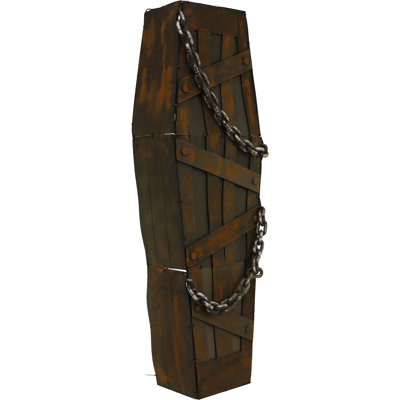 Creepy Yard Decor Haunted Hill Farm 5.25 ft. Coffin Halloween Animatronic, Lighted Touch Activated Halloween Prop