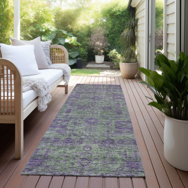 Tapis intérieur / extérieur avec envers antidérapant Ivanelle, Tapis de couloir 2 pi 3 po x 7 pi 6 po
