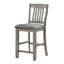 Chaise à hauteur de comptoir 2 pièces de style transitionnel avec siège rembourré en tissu et dossier en lattes brossées pour la salle à manger