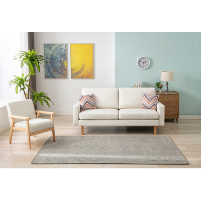 Ensemble de canapé et chaise en lin beige l 70 po avec 2 coussins Absecon