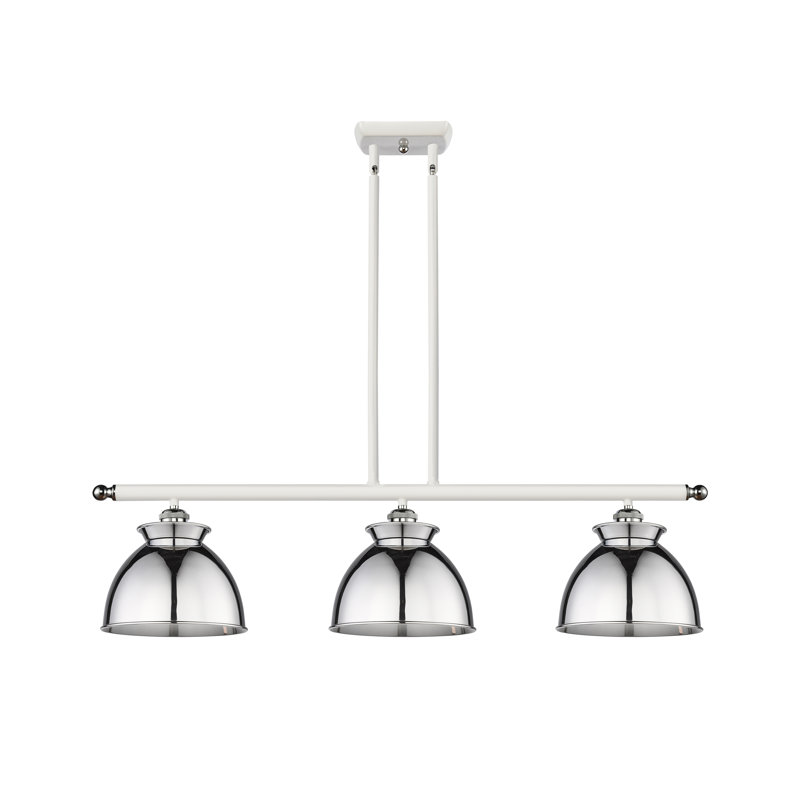 Luminaire suspendu en forme de dôme pour îlot de cuisine 3 lumières Arev, Non, Blanc, Chrome poli