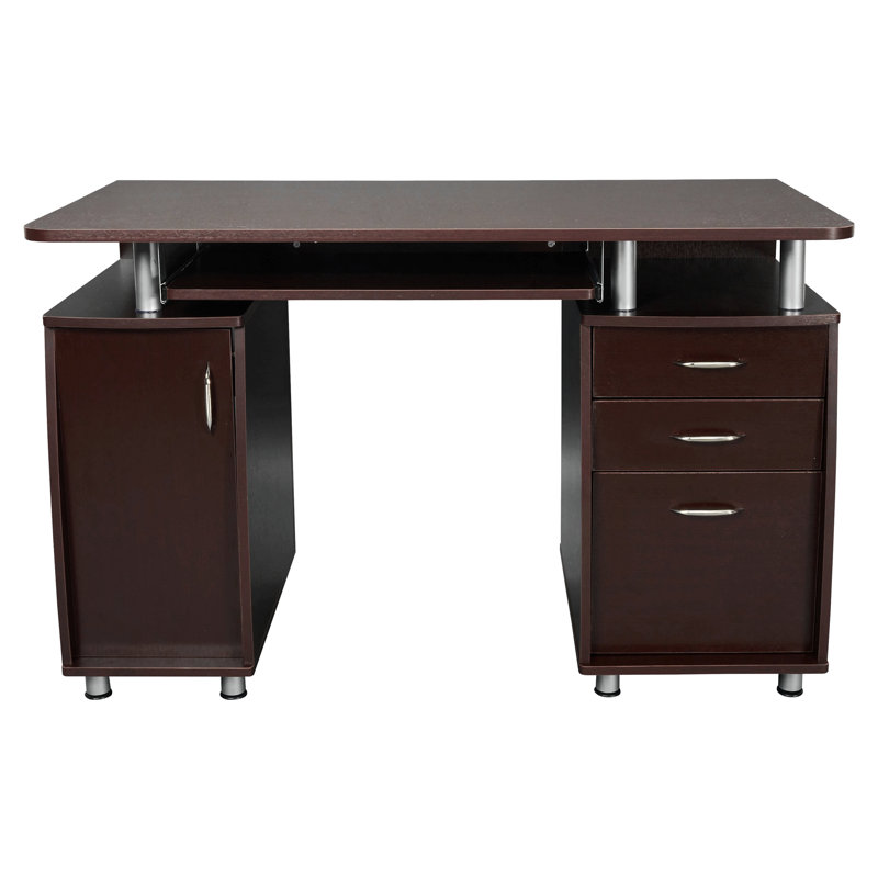 Techni Mobili Complete Workstation Computer Desk With Storage, Brown