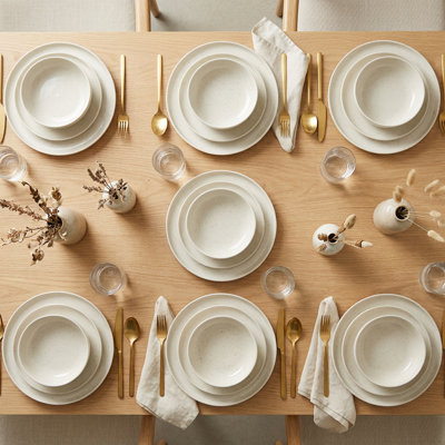 Artisanal Speckled Cream Porcelain Dinnerware Set (18-Piece Service for 6)