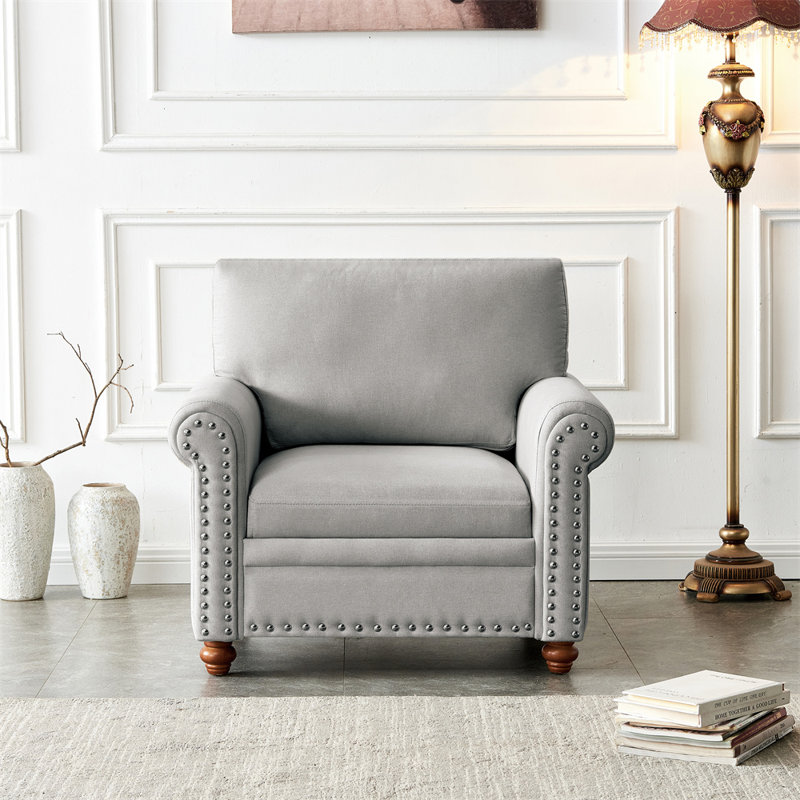 Fauteuil en polyester l 35,8 po Alayyan, Polyester à 100 % - gris