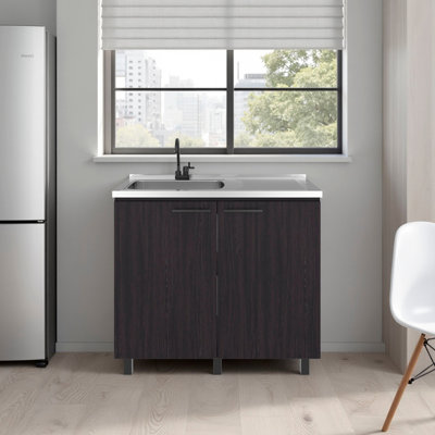 Utility Sink Cabinet In With 2 - Door And 3 Shelf Design Functional For Kitchen Spaces, Easy Maintenance