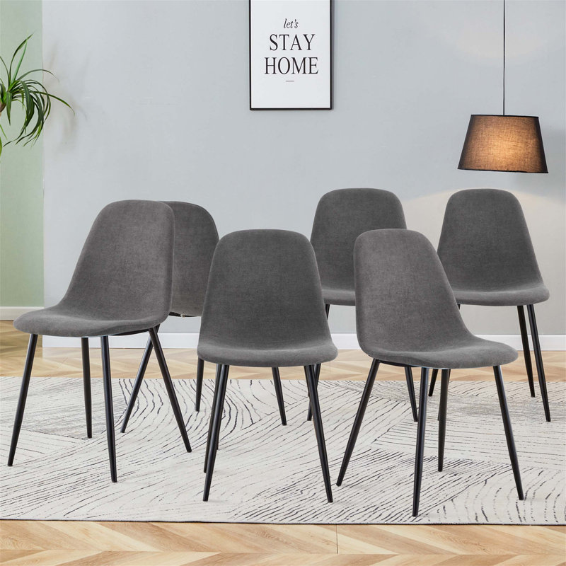 Ensemble de chaises de salle à manger confortables en lin et coton - Six pièces dans des chaises foncées seulement, sans les tables