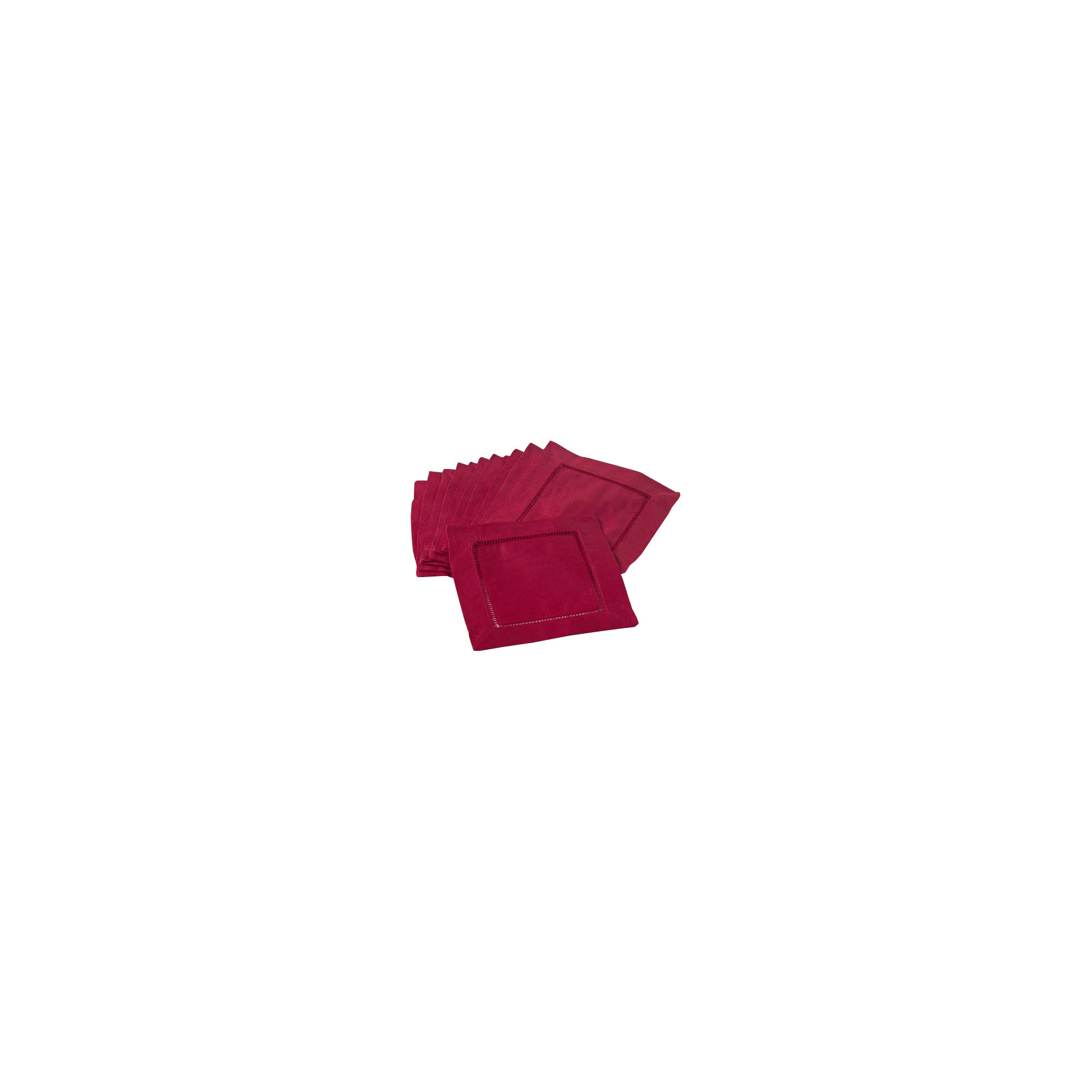 Gelder Cocktail 6" Linen/Cotton Napkin Set, Red