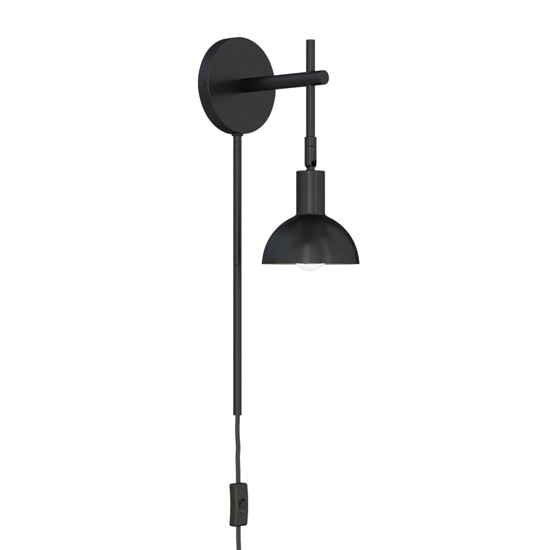 1 - Light Dimmable Plug-in Armed Sconce, Black