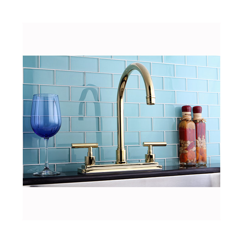 Kingston Brass Manhattan Two-Handle 8" Centerset Kitchen Faucet, Polished Chrome, With Side Spray