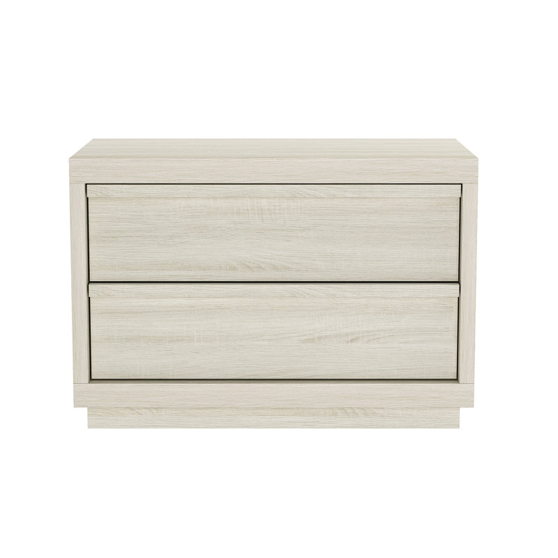 Table de chevet contemporaine à 2 tiroirs Navis en chêne blanchi 32 po Navis, Chêne blanchi