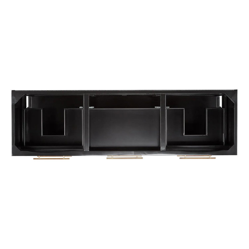 72" Robertson Double Bathroom Vanity Set with Oval Undermount Sinks, Black, Arctic White Quartz, 8" Widespread