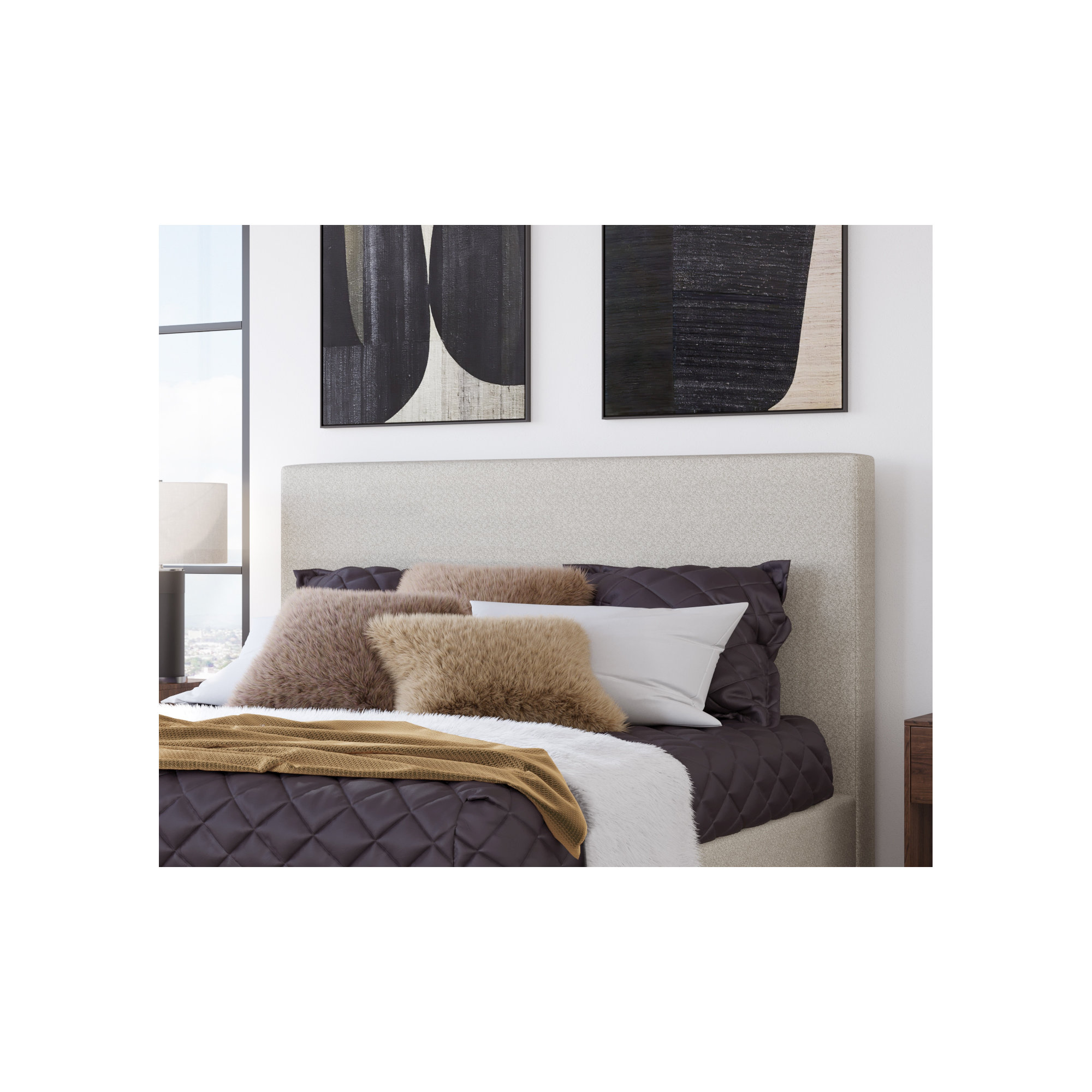 Corrinne Upholstered Bed, King, Ivory Boucle