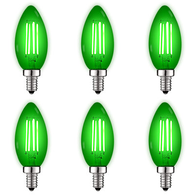 4.5 Watt (40 Watt Equivalent), B11 LED Candle Bulb, Colored Light Bulb, E12/Candelabra Base -  Luxrite, LR21742-6PK