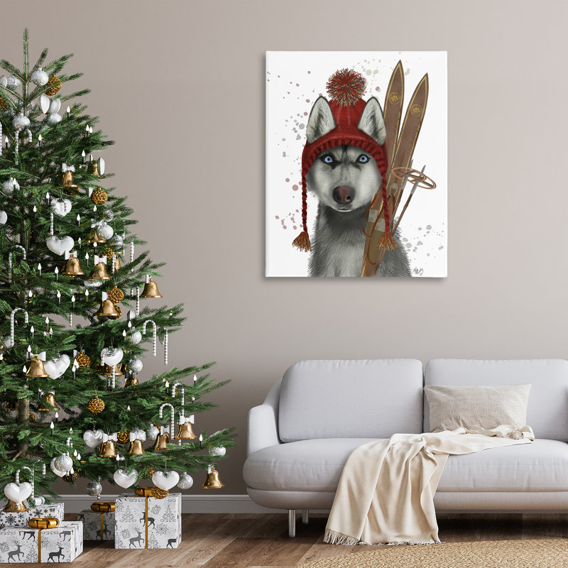 «Husky with Winter Skis» par Fab Funky, H 48 po x l 48 po