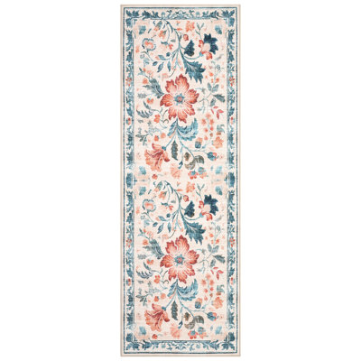 Tapis lavable à imprimé floral pour salon ou chambre à coucher - Tapis pliant, antidérapant, facile à nettoyer et adapté aux animaux de compagnie