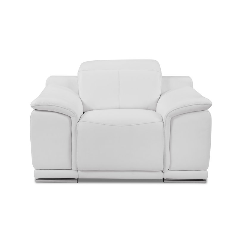 Fauteuil inclinable électrique en cuir italien véritable, Blanc