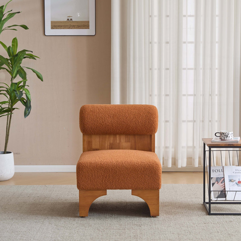 Chaises d'appoint modernes avec dossier roulé Aundray, Boucle orange