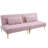 71" Convertible  sofa bed futon with gold metal legs teddy fabric (Pink)