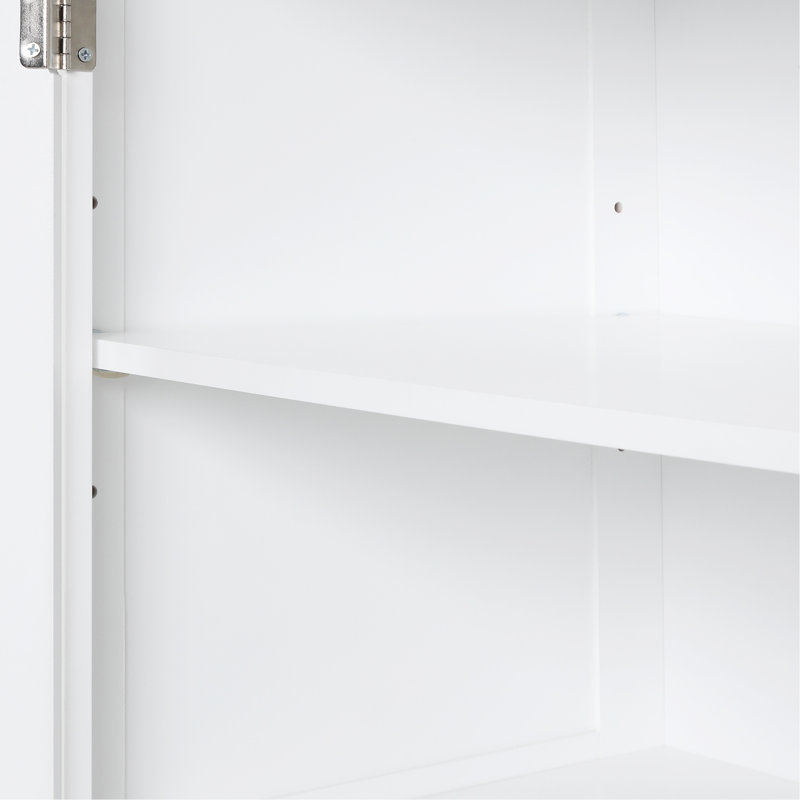 Tall Bathroom Storage Cabinet, Freestanding Storage Cabinet with Two Different Size Drawers and Adjustable Shelf, White