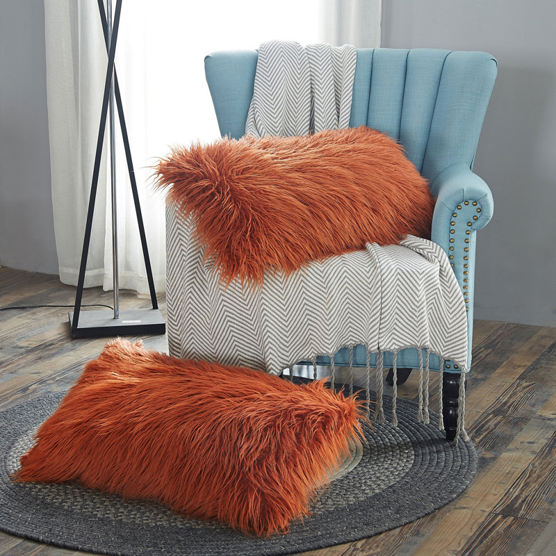 Mongolian Rectangular Pillow Cover, Rust
