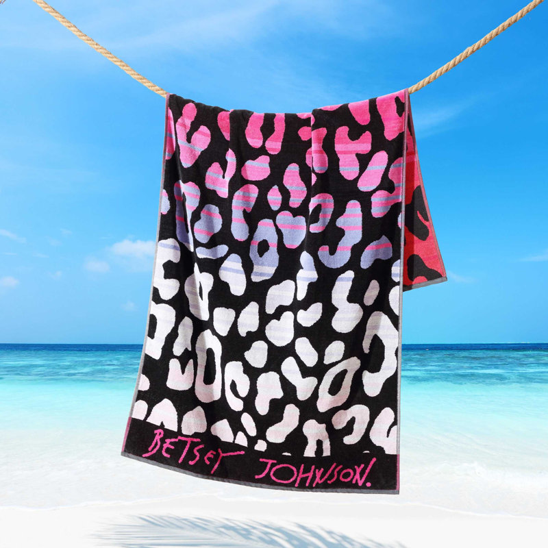 Betsey Johnson Ombre Leopard Pink Beach Towel, Ombre Leopard Pink
