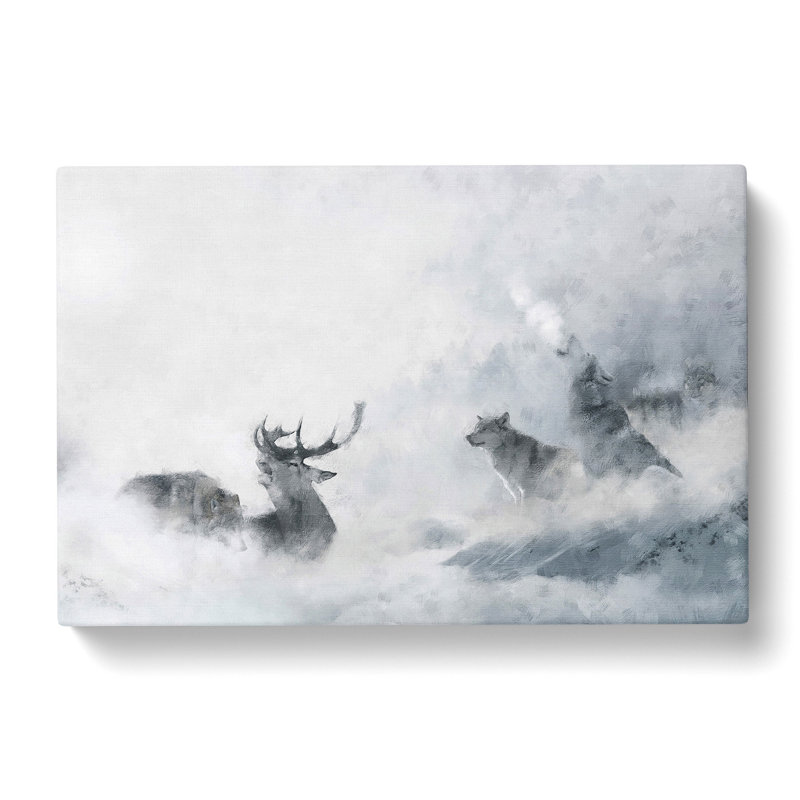Wolves and Stag - Wrapped Canvas, 50cm H x 76cm W x 3cm D