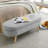 Grey Storage Bench With Correct Rubber Wood Legs - 43.5"x16"x16" Footstool And Seat Oval Bench, 43.5"x16"x16", Palpable-1764792912