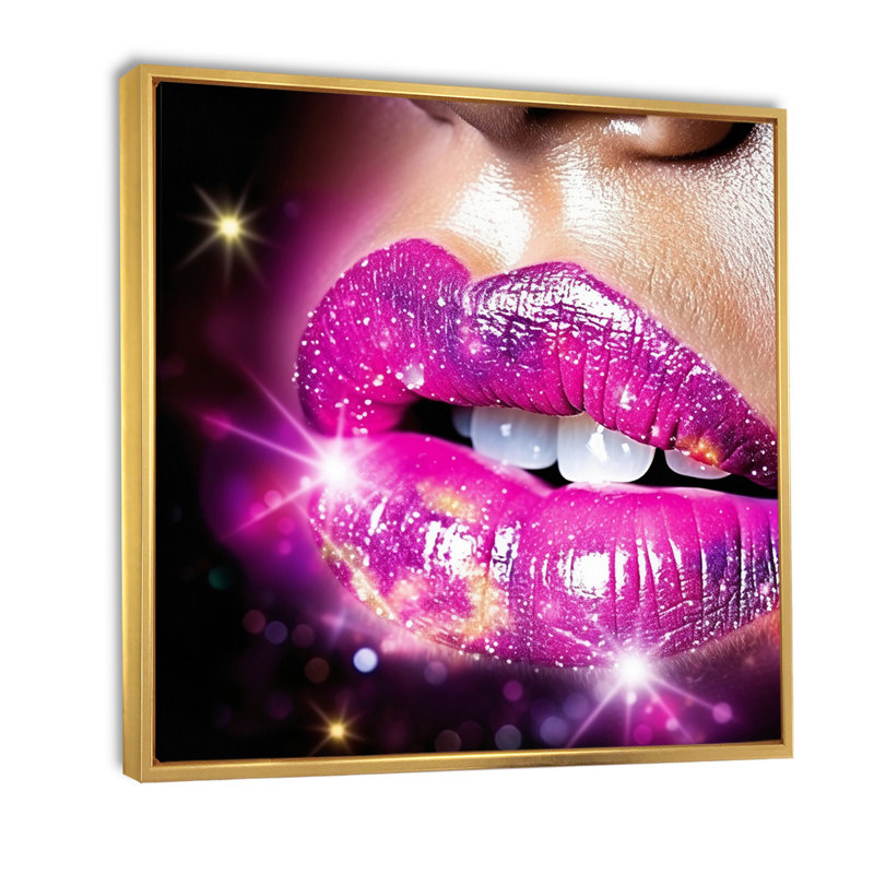 Rose Glam Sugar Kisses Radiant Lips, H 36 po x l 36 po x P 1,5 po, Cadre flottant doré