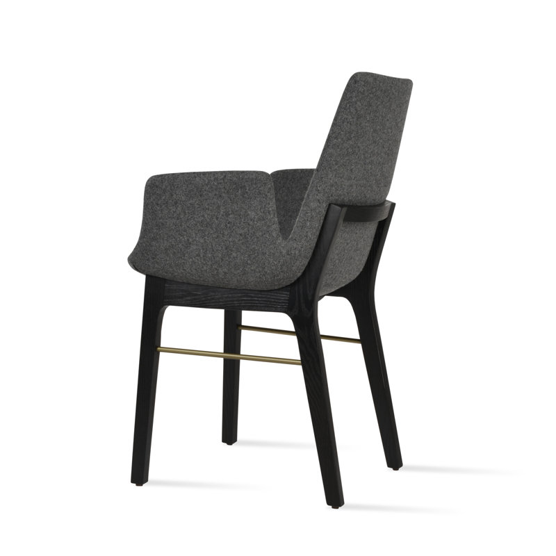 Chaise de salle à manger en bois avec accoudoirs Eiffel, Gris foncé