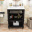 Elegant Freestanding Bathroom Vanity with Ceramic Sink, Open Shelf and Enclosed Storage-867194059