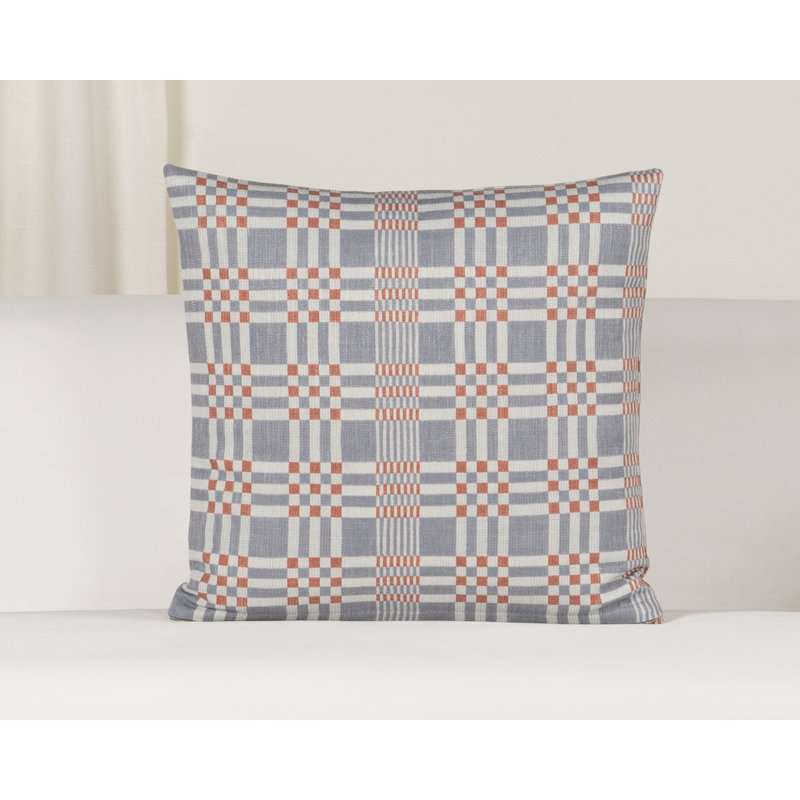 Coussin décoratif à imprimé modulaire, polyester, Bleu, Carré 26 po