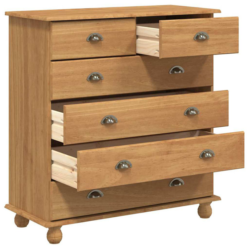  Chest Of Drawer Solid Pine Wood, Brown