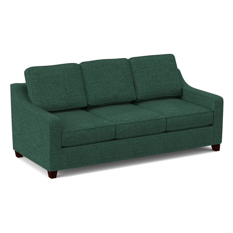 Canapé-lit à accoudoirs carrés avec coussins réversibles 82 po Clark, Empire acajou, Hybride, Jade antique