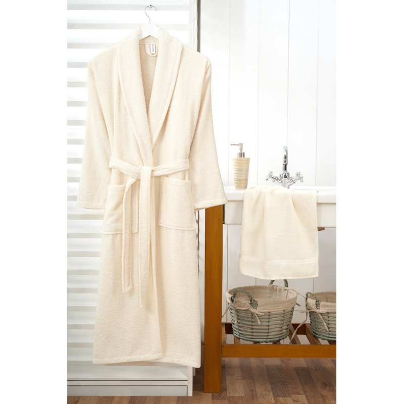 Peignoir mi-mollet avec poches Bogdans, Crème