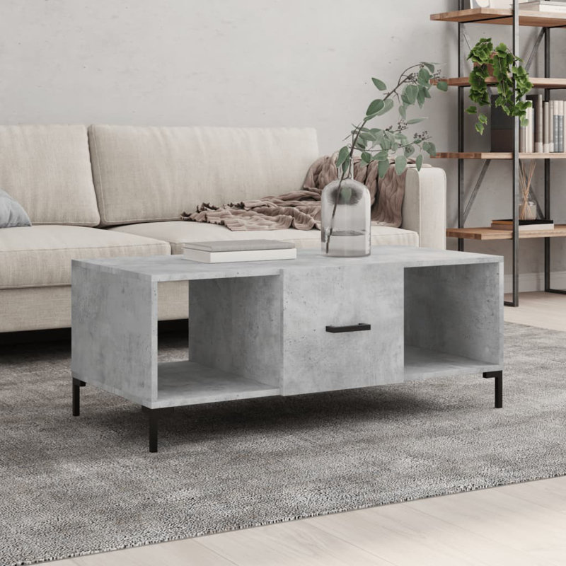 Maomina Four Leg Coffee Table with Storage, Concrete Grey