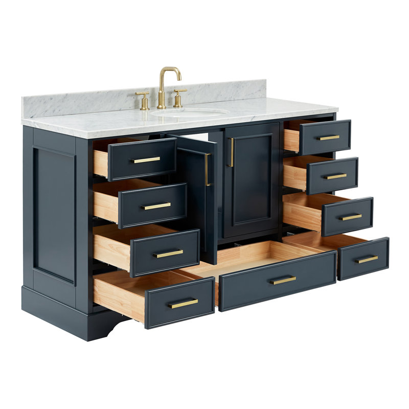 Meuble-lavabo simple avec plateau Abita 61, Bleu minuit