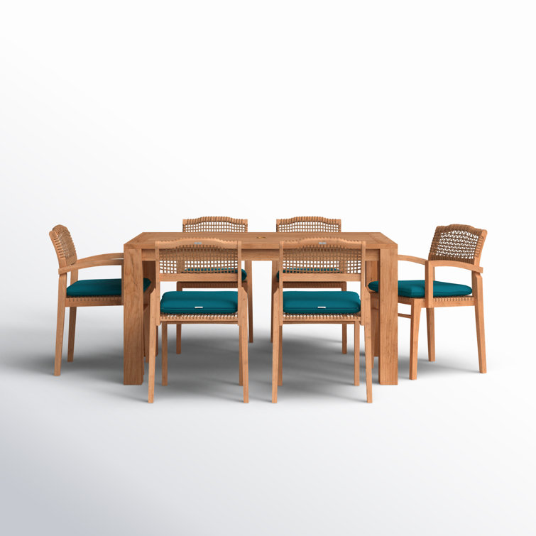Yasira 60'' Rectangular 6 - Person Outdoor Dining Set with Cushions
