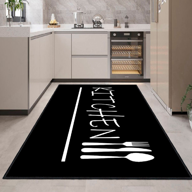 Warenne Premium Cotton Area Rug, 31.5 x 59.1 Inches | 100% Cotton, 1200 g/m², Pile Height: 0.4 Inches, Total Thickness: 0.3 Inches | Antibacterial, Non-Slip PVC Underside, Machine Washable | Elegant Black & White Design for Modern Decor