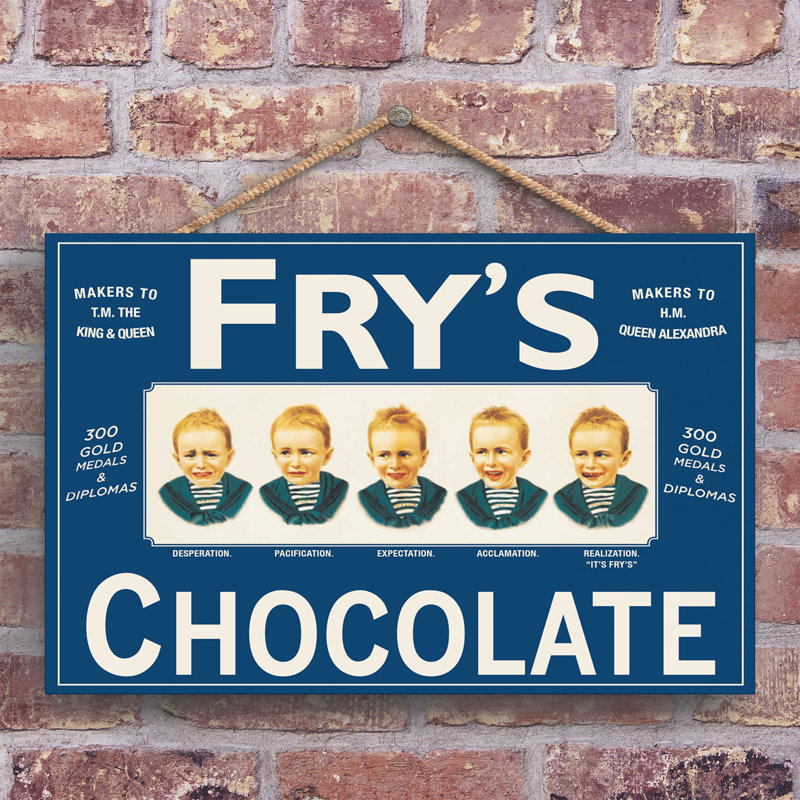 Fry's Chocolate Vintage Retro Poster Design On Wooden Plaque