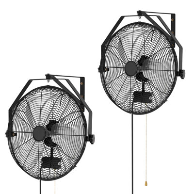 Wall Mount Fan, 18 in Wall Mounted Hanging Fan with IP44-rated Protection, 3-Speed, Long Airflow Distance, Adjustable Rotation Angle, Powerful for Industry, Commercial, Garage, Workshop