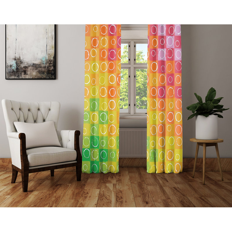 Paire de rideaux semi-transparents en polyester Sayaka, L 40 po x H 61 po