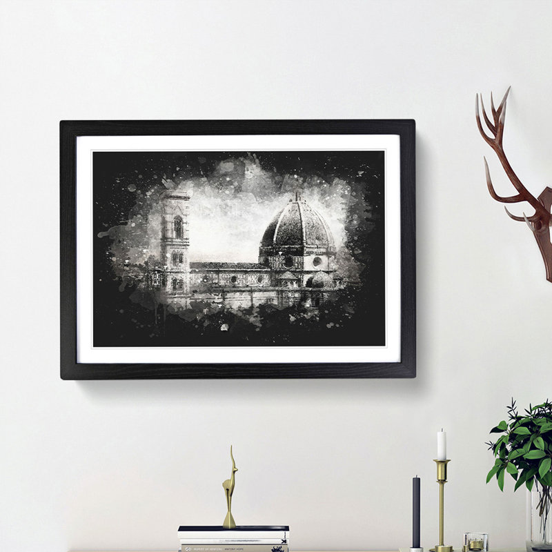 Florence Cathedral in Italy - Picture Frame Graphic Art Print, 45cm H x 63cm W x 2cm D, Black Framed